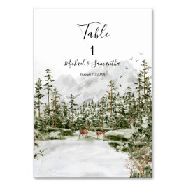 Wasserfarbenwald Rustikale Hochzeit Tischnummer
