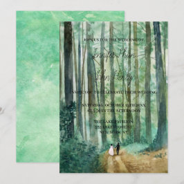 Wasserfarbenwaldlandschaft handbemalt einladung