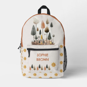 Wasserfarbenwaldlandschaft Niedliches Sonnenmuster Bedruckter Rucksack
