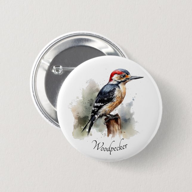 Wasserfarbenwaldspecht Button (Vorne & Hinten)