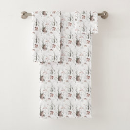 Wasserfarbenwaldtiere Badhandtuch Set