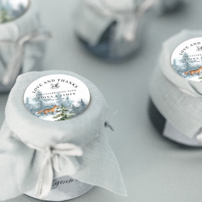 Wasserfarbenwaldtiere Danke für Ihre Hochzeit Runder Aufkleber (Von Creator hochgeladen)