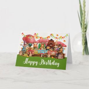 Wasserfarbenwaldtiere Happy Birthday Card Karte
