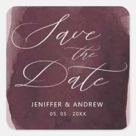 Wasserfarbenwaschwasser Save the Date Quadratischer Aufkleber