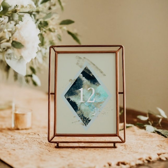Wasserfarbenwellen Elegante Hochzeitskarte Tischnummer (Von Creator hochgeladen)