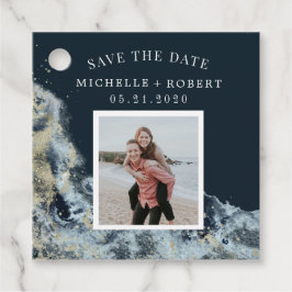 Wasserfarbenwellen Küstenmeer Save the Date Foto F Geschenkanhänger