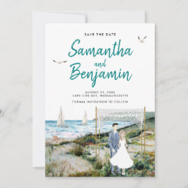 Wasserfarbenzeitachse Hochzeit Sichern des Datums  Ankündigung