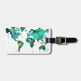 Wasserfarbewelt der Karte Gepäckanhänger