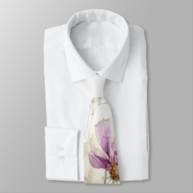 Wasserfarbfeld wild lebender Blume Krawatte (Gebunden)