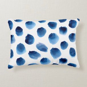 Wasserfarbige blaue Punkte: Handgemalt nahtlos Dekokissen