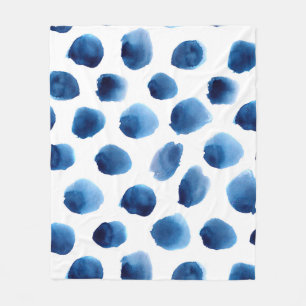 Wasserfarbige blaue Punkte: Handgemalt nahtlos Fleecedecke