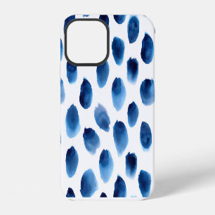 Wasserfarbige blaue Punkte: Handgemalt nahtlos iPhone 12 Hülle