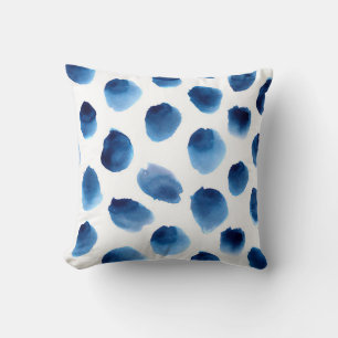 Wasserfarbige blaue Punkte: Handgemalt nahtlos Kissen