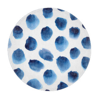 Wasserfarbige blaue Punkte: Handgemalt nahtlos Schneidebrett