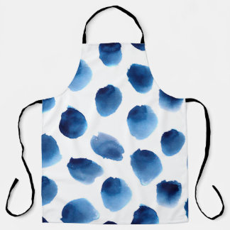 Wasserfarbige blaue Punkte: Handgemalt nahtlos Schürze