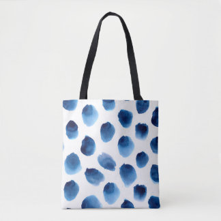Wasserfarbige blaue Punkte: Handgemalt nahtlos Tasche