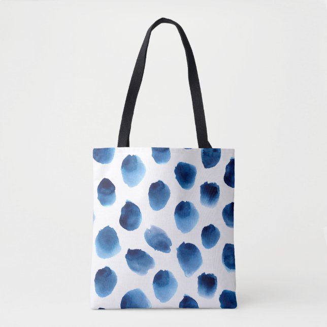Wasserfarbige blaue Punkte: Handgemalt nahtlos Tasche (Vorderseite)