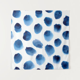 Wasserfarbige blaue Punkte: Handgemalt nahtlos Wandteppich
