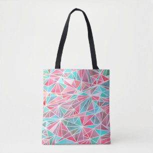 Wasserfarbige Dreiecke, helles Sommermosaik. Tasche