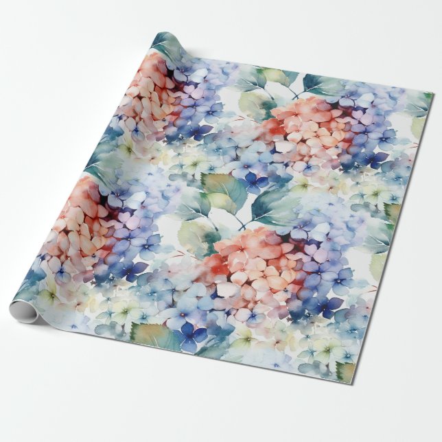 Wasserfarbige, gemischte Blume für Hydrangea Geschenkpapier (Ungerollt)
