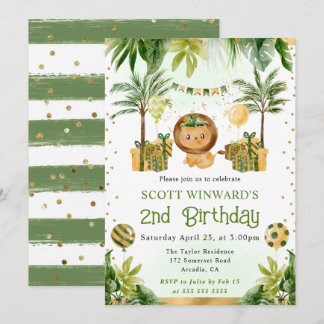 Wasserfarbiger Jungle Lion Kindergeburtstag Einladung