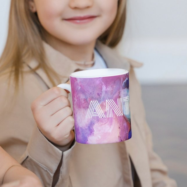 Wasserfarbiger Regenbogen Name für whimsical perso Kaffeetasse (Von Creator hochgeladen)