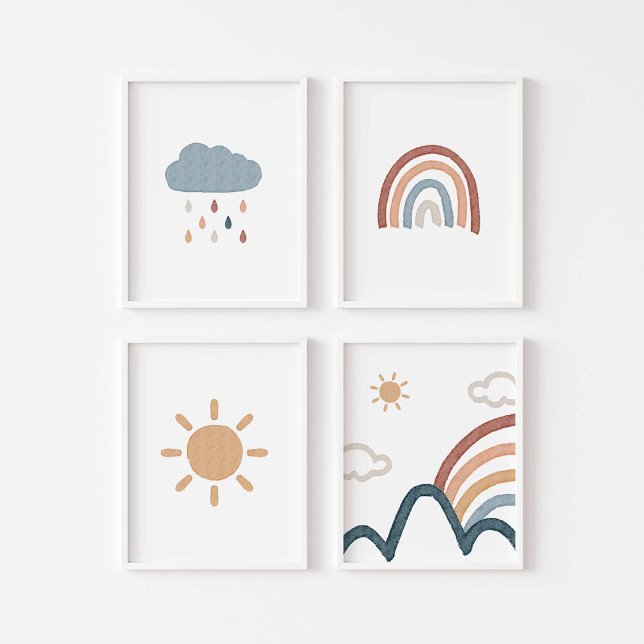 Wasserfarbiges Boho Regenbogen-Set 4 Poster Bilderwand Sets (Von Creator hochgeladen)