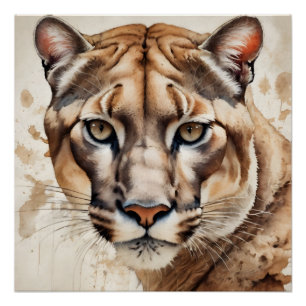 Wasserfarbiges Cougar 7 Poster