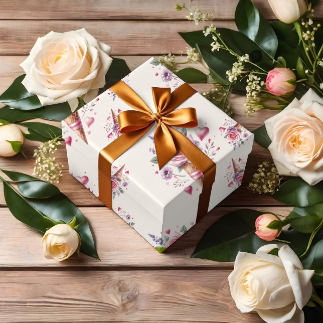 Wasserfarbiges Eiscreme-Brautparty Geschenkpapier Set (Von Creator hochgeladen)