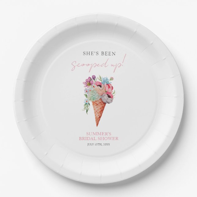 Wasserfarbiges Eiscreme-Brautparty Pappteller (Vorderseite)