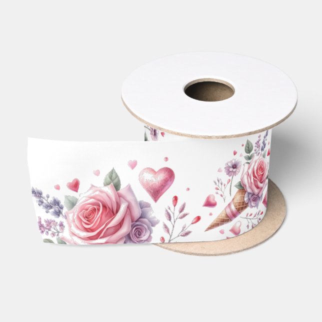 Wasserfarbiges Eiscreme-Brautparty Satinband (Spule)