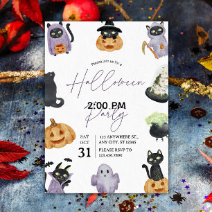 Wasserfarbiges Halloween-Party Einladung