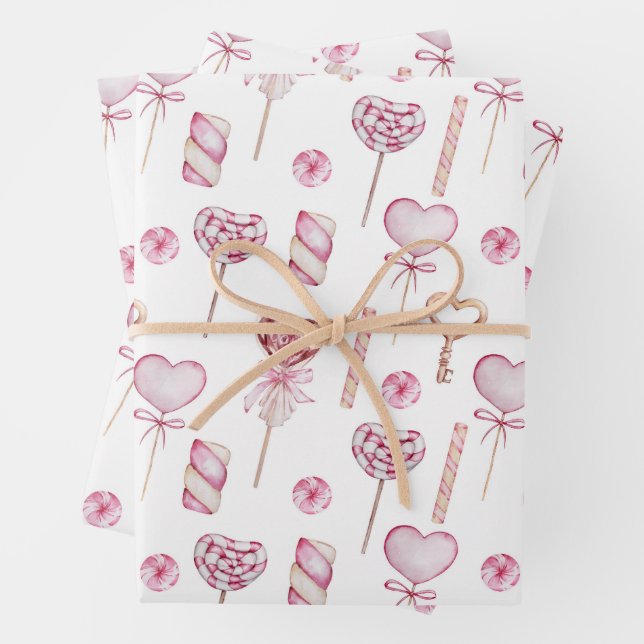 Wasserfarbiges Muster eines süßen Herzens Geschenkpapier Set (Beispiel)