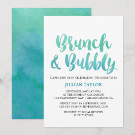 Wasserfarbkalligrafie Zielbrunch & Bubbly Einladung
