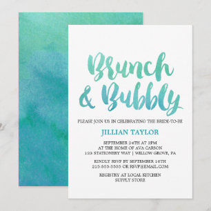 Wasserfarbkalligrafie Zielbrunch & Bubbly Einladung