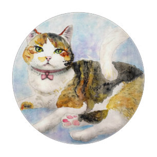 Wasserfarbkatze Schneidebrett