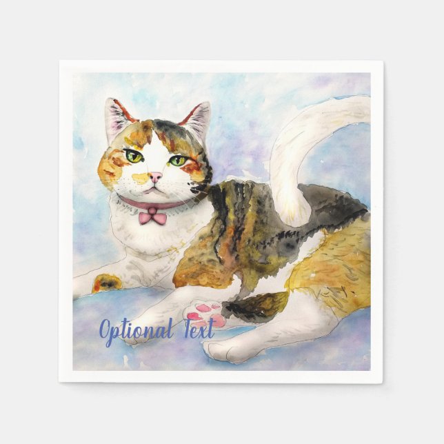 Wasserfarbkatze Serviette (Vorderseite)