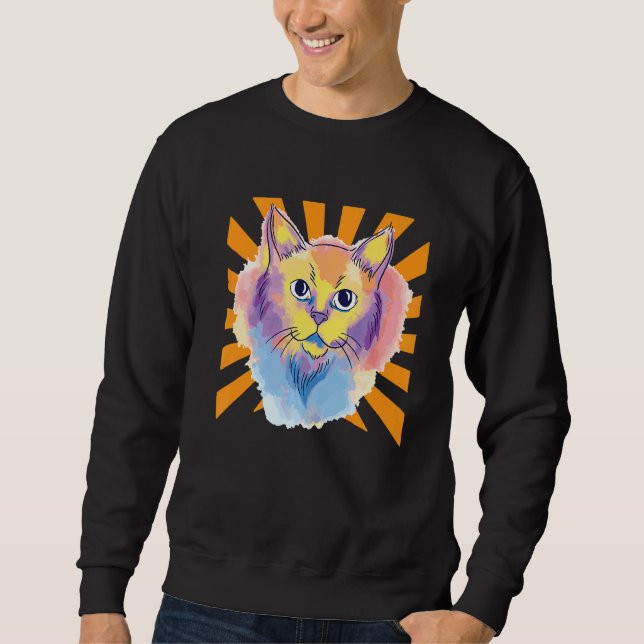 Wasserfarbkatze Sweatshirt (Vorderseite)