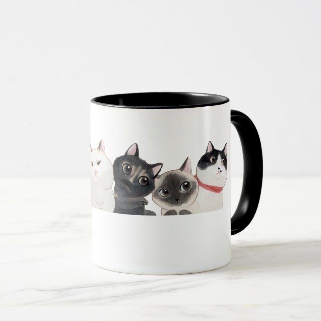 Wasserfarbkatzen Kätzchen Tasse (VorderseiteRechts)
