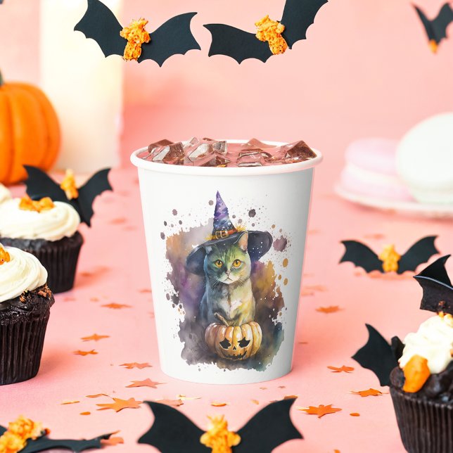 WasserfarbkatzenHalloween Pappbecher (Von Creator hochgeladen)
