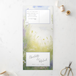 Wasserfarblavene Wildblume Wiese und Landschaft Dreifach Gefaltete Einladung