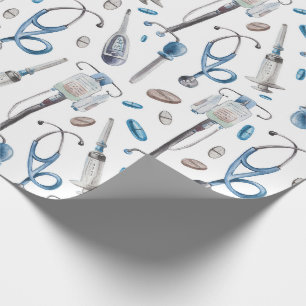 Wasserfarbloses Muster medizinischer Hilfsgüter Geschenkpapier