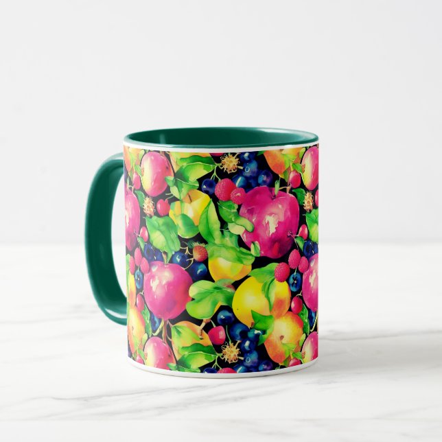Wasserfarbmontage bunter Früchte Tasse (Vorderseite Links)