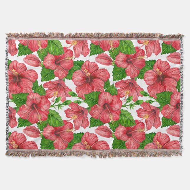 Wasserfarbmuster des roten Hibiskus Decke (Vorderseite)
