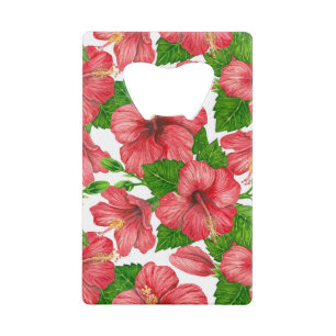 Wasserfarbmuster des roten Hibiskus Geldbeutel Flaschenöffner