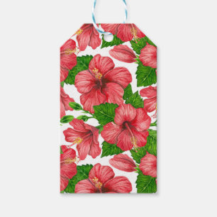 Wasserfarbmuster des roten Hibiskus Geschenkanhänger