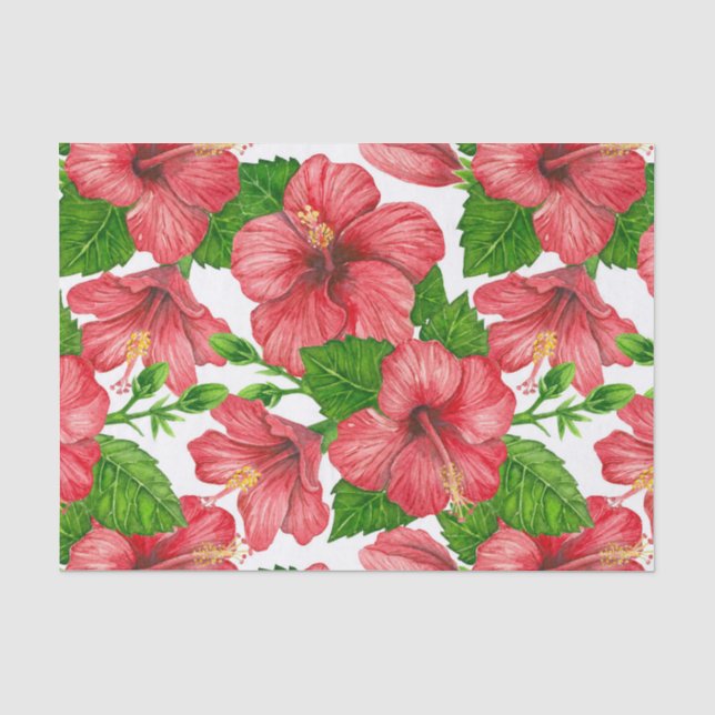 Wasserfarbmuster des roten Hibiskus Seidenpapier (Vorderseite)