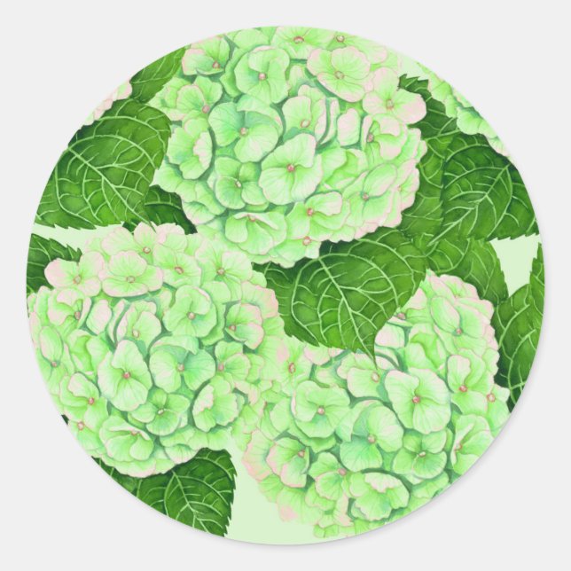 Wasserfarbmuster für Hydrangea Runder Aufkleber (Vorderseite)