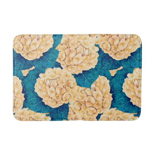 Wasserfarbmuster Hydrangea, gelb und blau Badematte