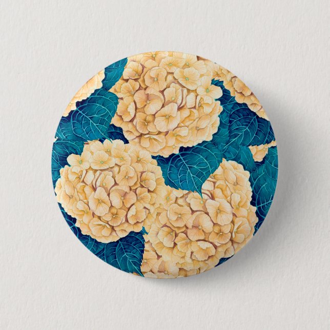 Wasserfarbmuster Hydrangea, gelb und blau Button (Vorderseite)